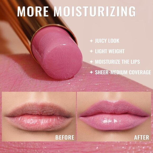 🆕  Moisture Shine Warm Pink Lipstick Glossy Finish Vegan Cruelty-Free Coverage - Picture 5 of 10